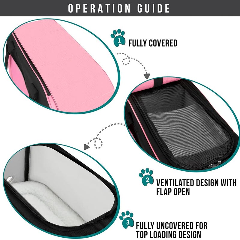 PetAmi Dog Purse Carrier for Small Dogs, Airline Approved Soft Sided Pet Carrier with Pockets, Ventilated Dog Carrying Bag for Puppy Cat, Dog Travel Supplies Bag, Sherpa Bed, Max 12 lbs, Pink - Image 3